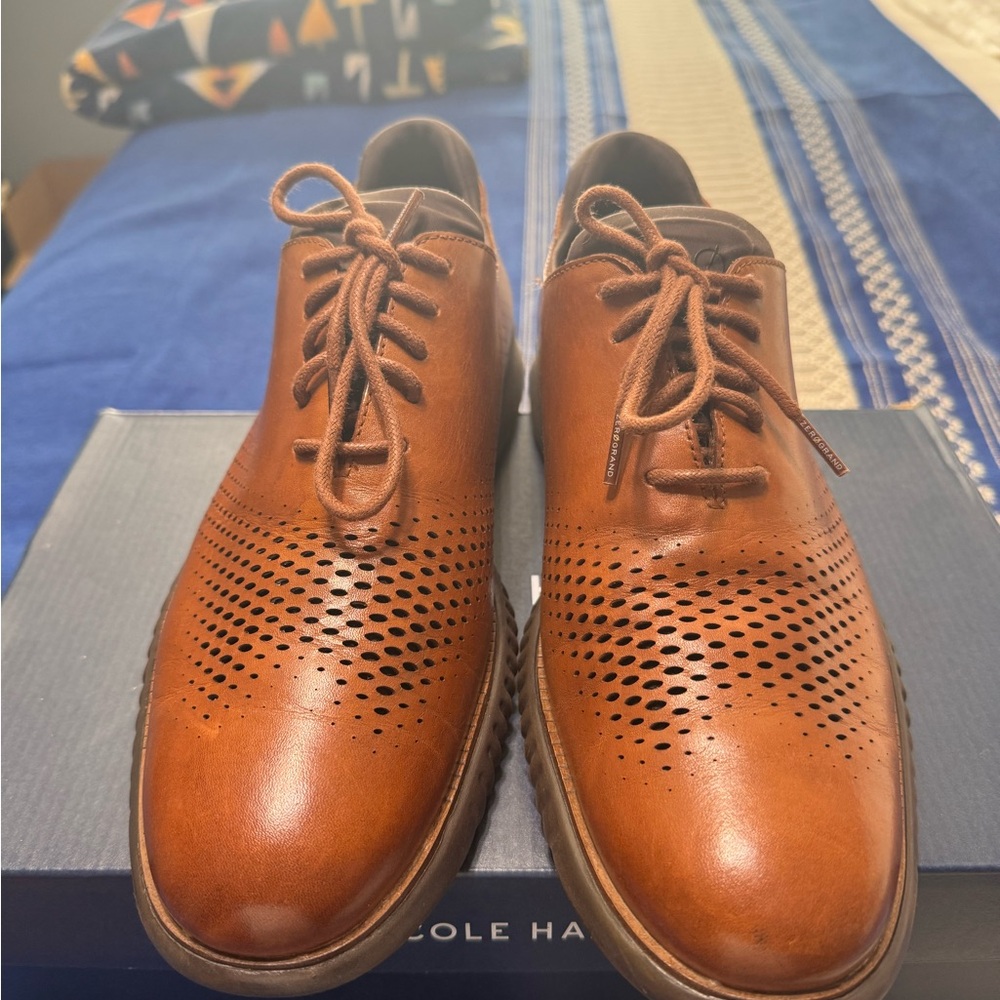 Cole Haan Men's Tan Perforated Oxford Shoes